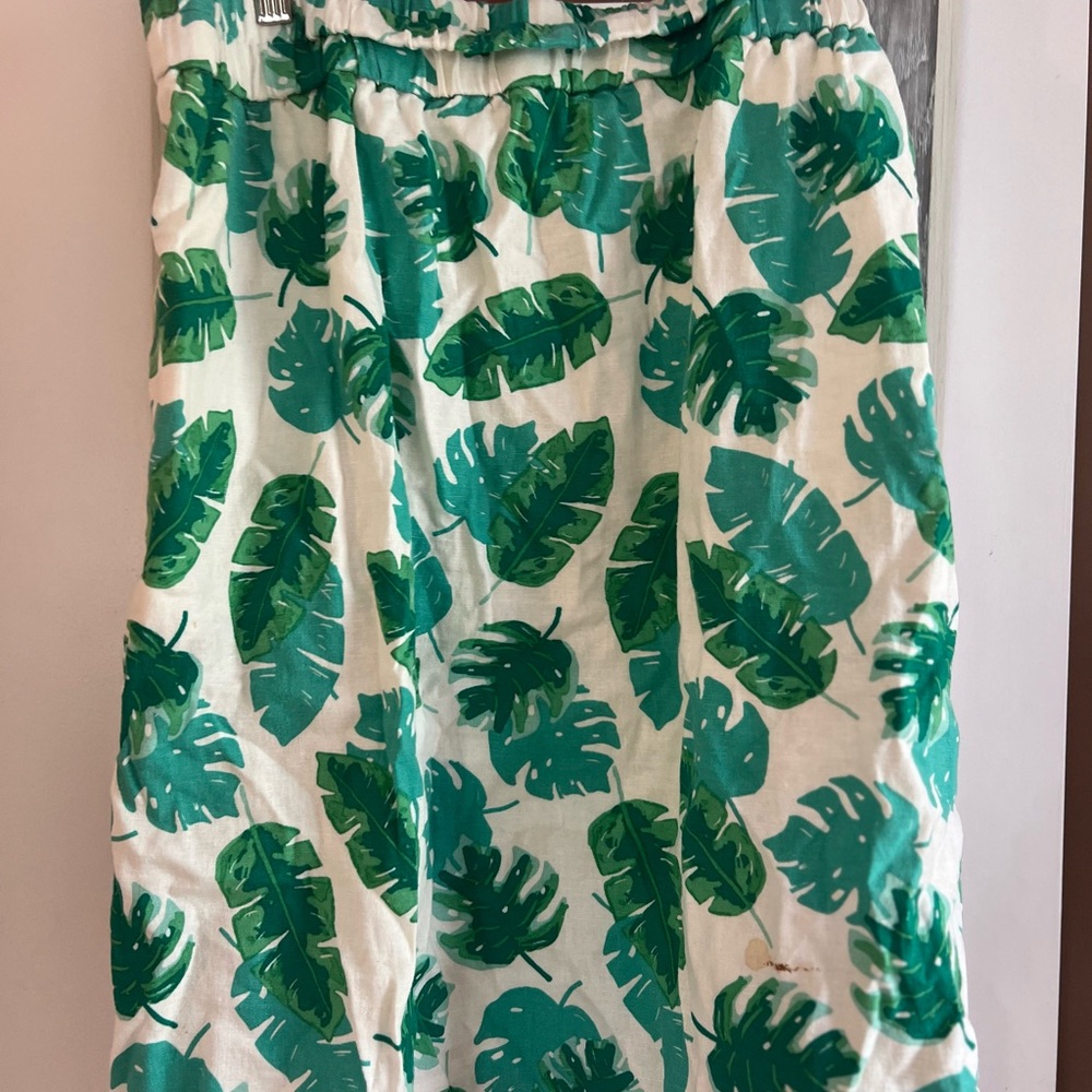 J. Crew Tropical Green Leaf Skirt